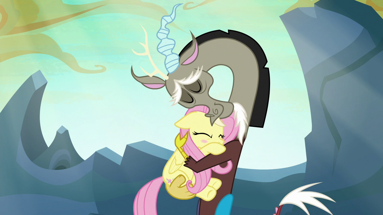 Image Discord and Fluttershy sharing a warm hug S6E26.png My Little Pony Friendship is Magic