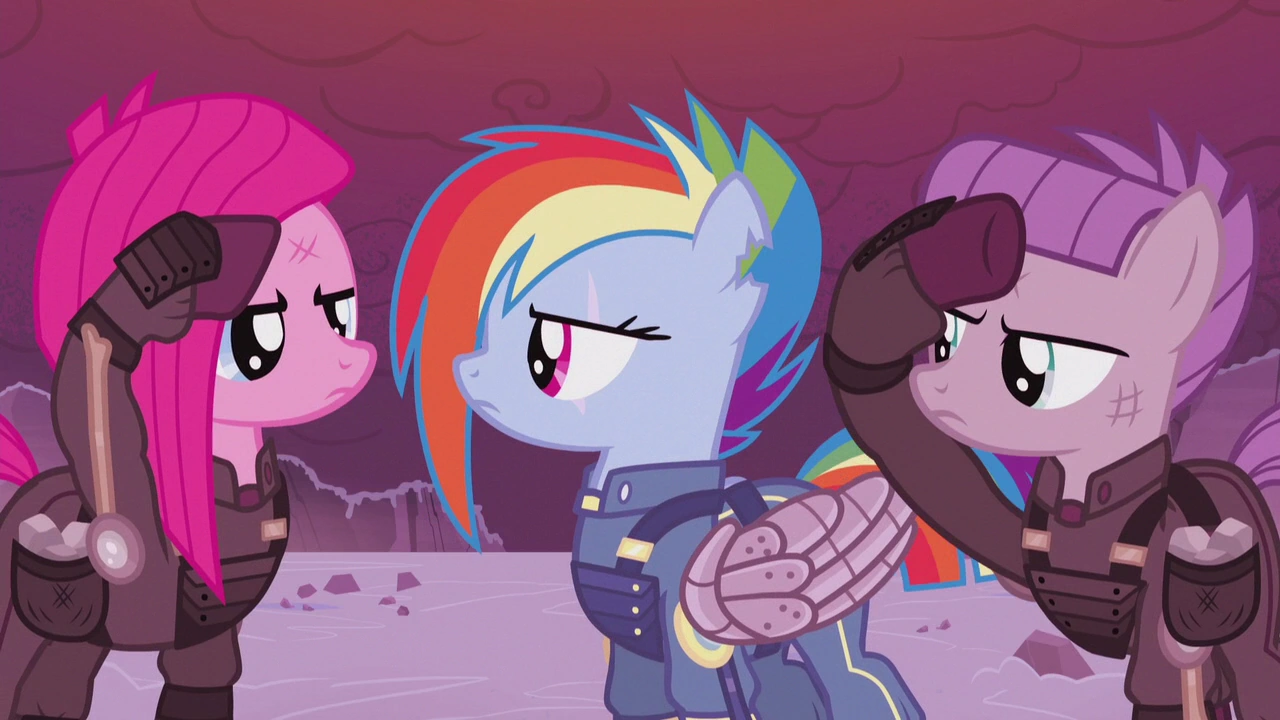 Image - Pinkamena and Maud salute Rainbow S5E25.png  My 