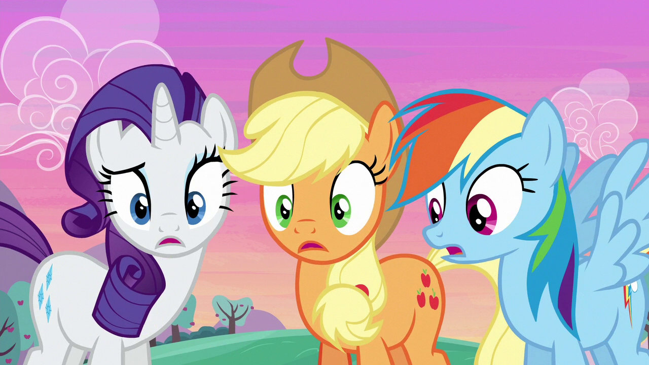 Image - Rarity, Applejack, and Rainbow surprised S6E14.png 