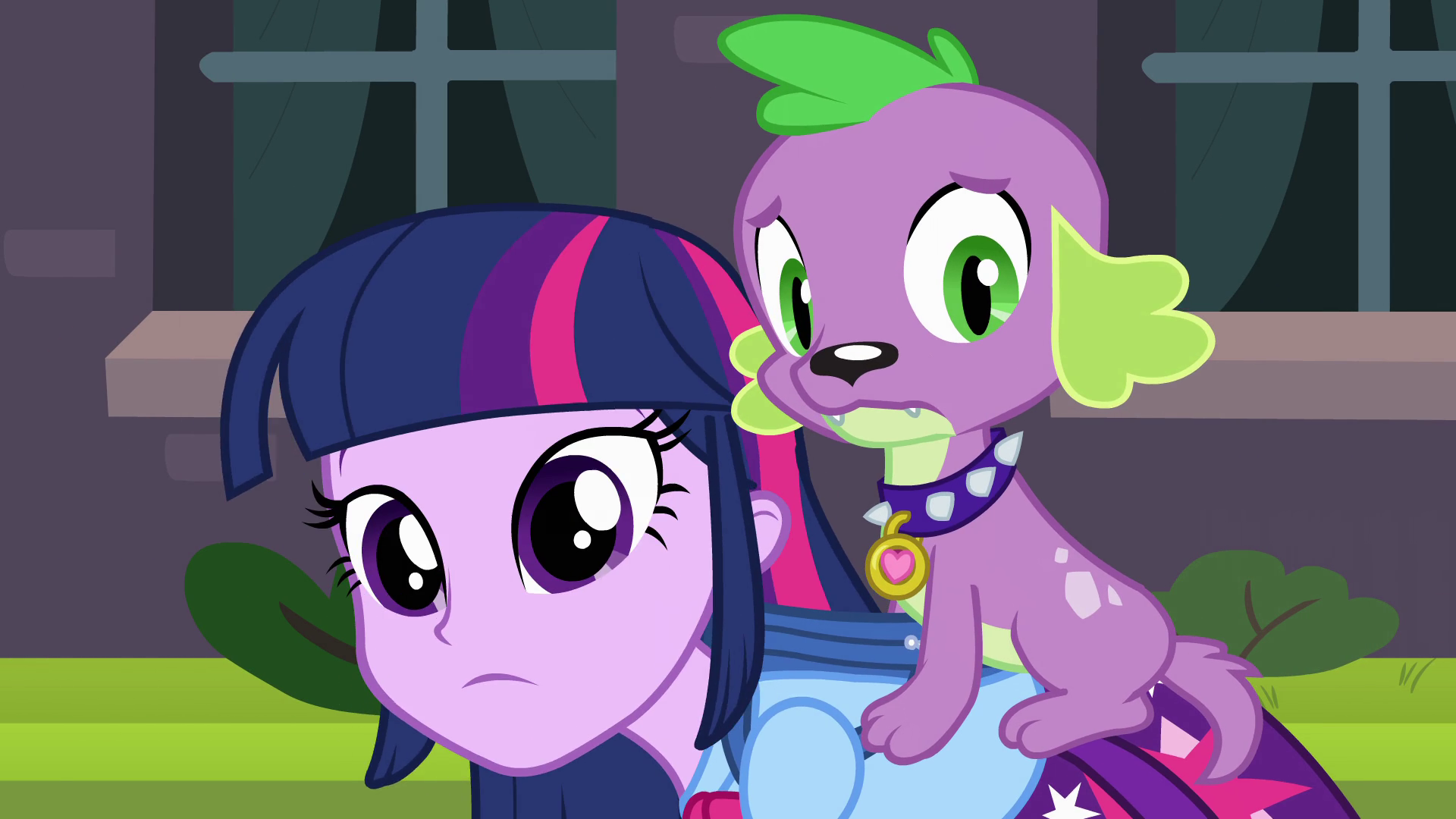 Image Twilight and Spike looking at a student EG.png My Little Pony