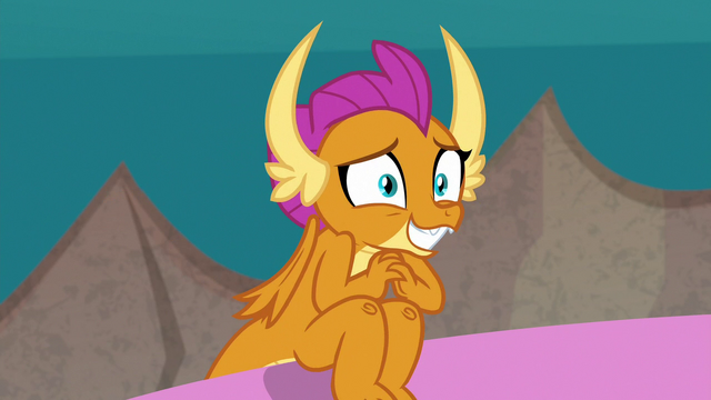 File:Smolder looking very embarrassed S9E3.png