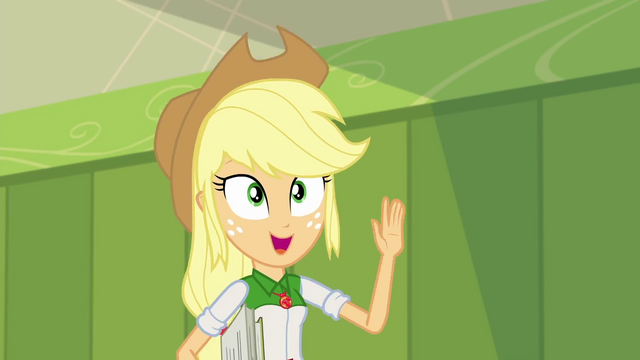 File:Applejack waving to her friends SS6.png