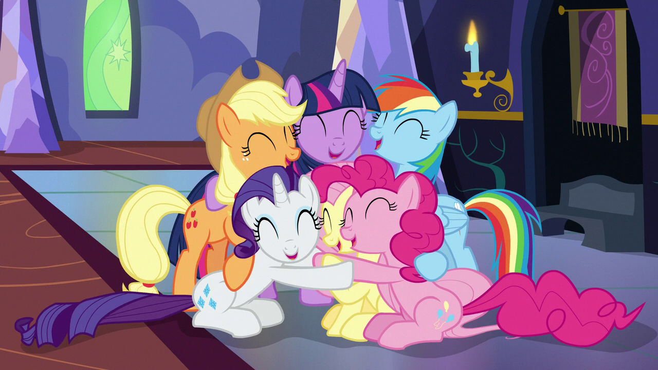 Image - Mane Six in a group hug S7E14.png | My Little Pony Friendship