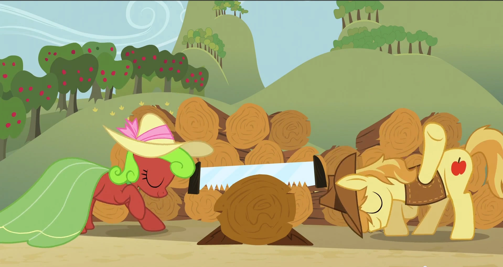 Image Braeburn near a dangerous saw S3E8.png My Little Pony