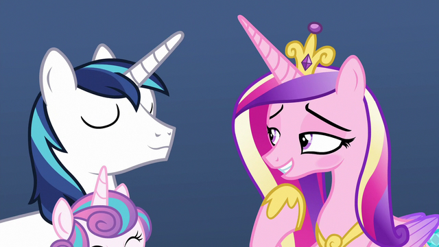 File:Cadance blushing at Shining Armor MLPBGE.png
