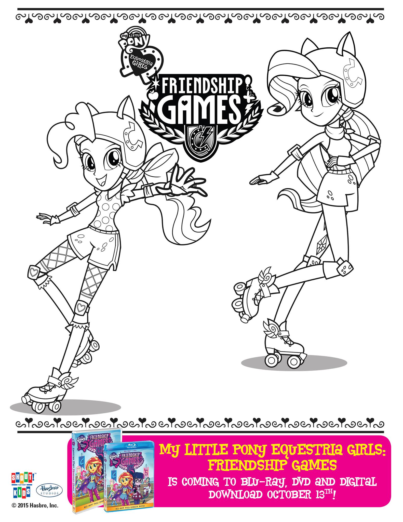 Pinkie Pie and Rarity Friendship Games coloring page