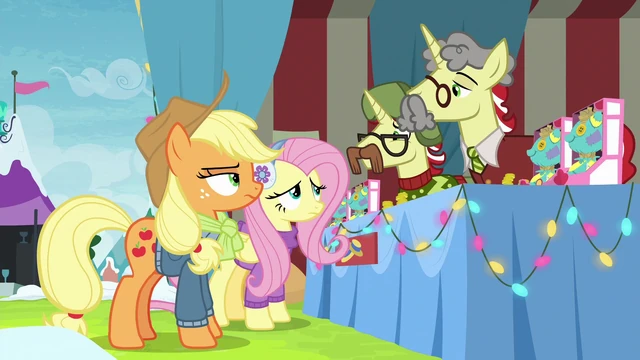 File:Flim and Flam displeased to see Applejack MLPBGE.png