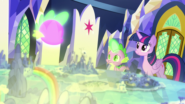 File:Twilight and Spike look at the glowing Cutie Map S7E15.png