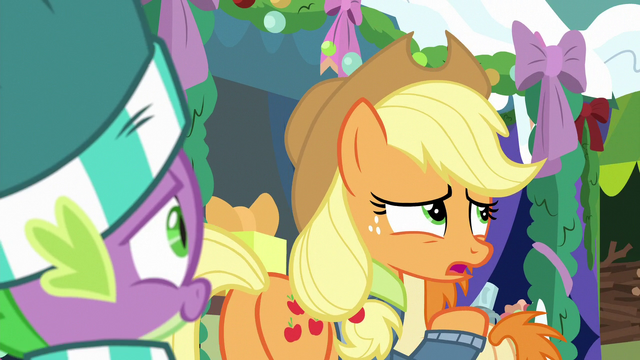 File:Applejack "if you can figure out" MLPBGE.png
