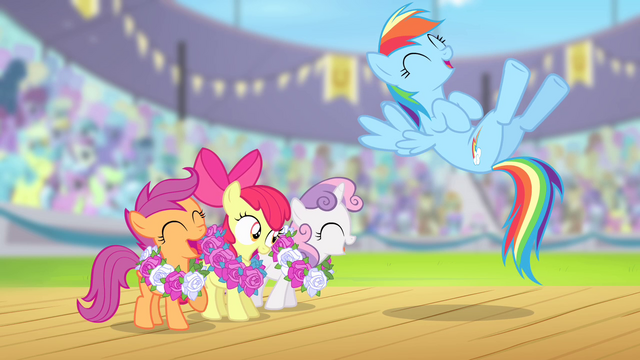 File:Rainbow Dash and CMC laughing S4E05.png