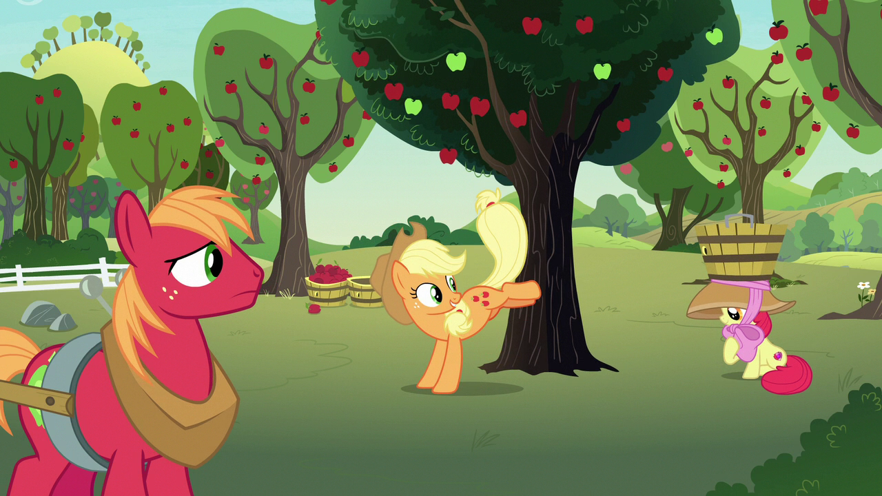 Image Applejack bucking an apple tree S7E9.png My Little Pony