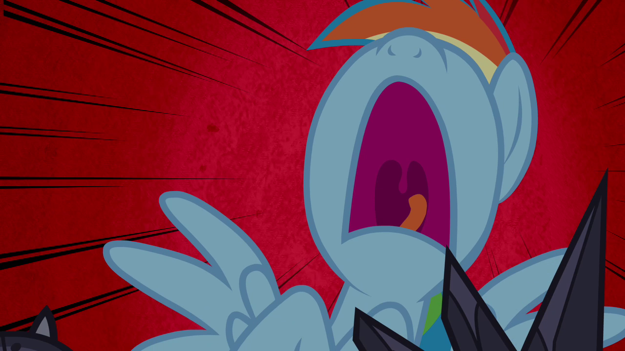 Image - Rainbow Dash screaming in red background S4E03.png