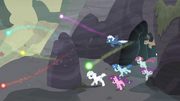Village ponies gallop out of the cave S5E2