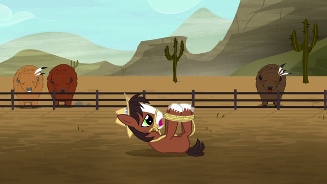 File:Young Trouble Shoes tangled in his own lasso S5E6.png
