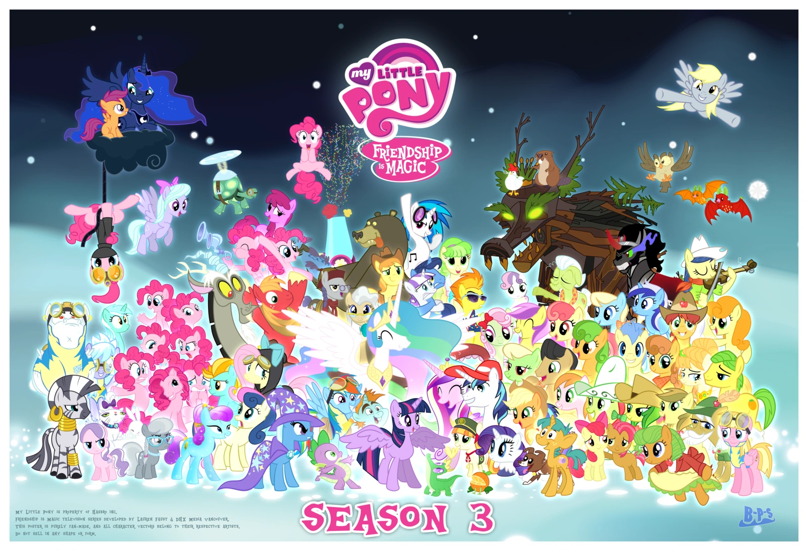 Image FANMADE Mlp fim s3 character cluster fun with credits by blue paint sead5wiiko.png My