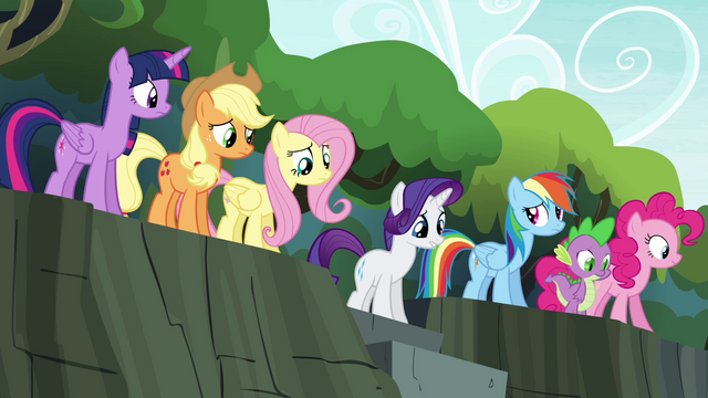 Image - Mane 6 and Spike at the top of stairs S4E25.png | My Little ...