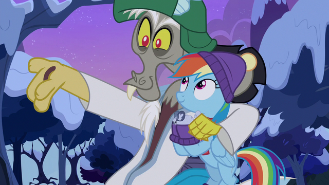 File:Rainbow Dash and Discord happy MLPBGE.png