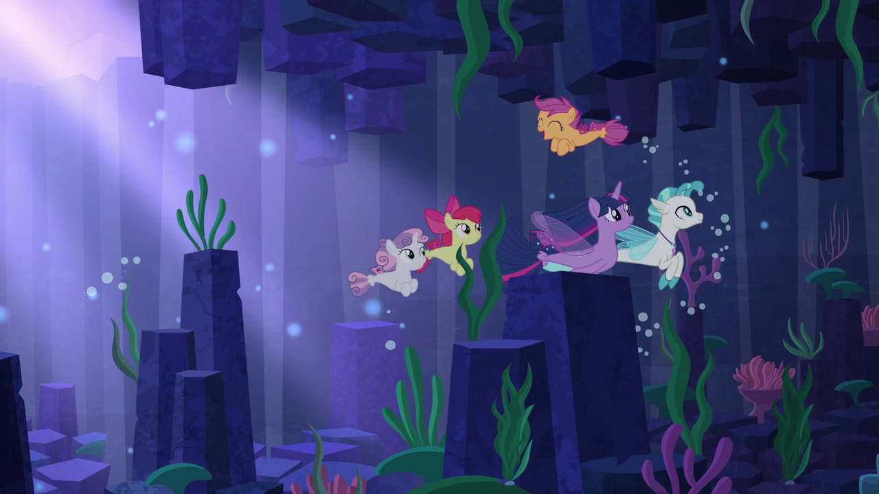 Image - Twilight, Terramar, and CMC swim to Seaquestria 