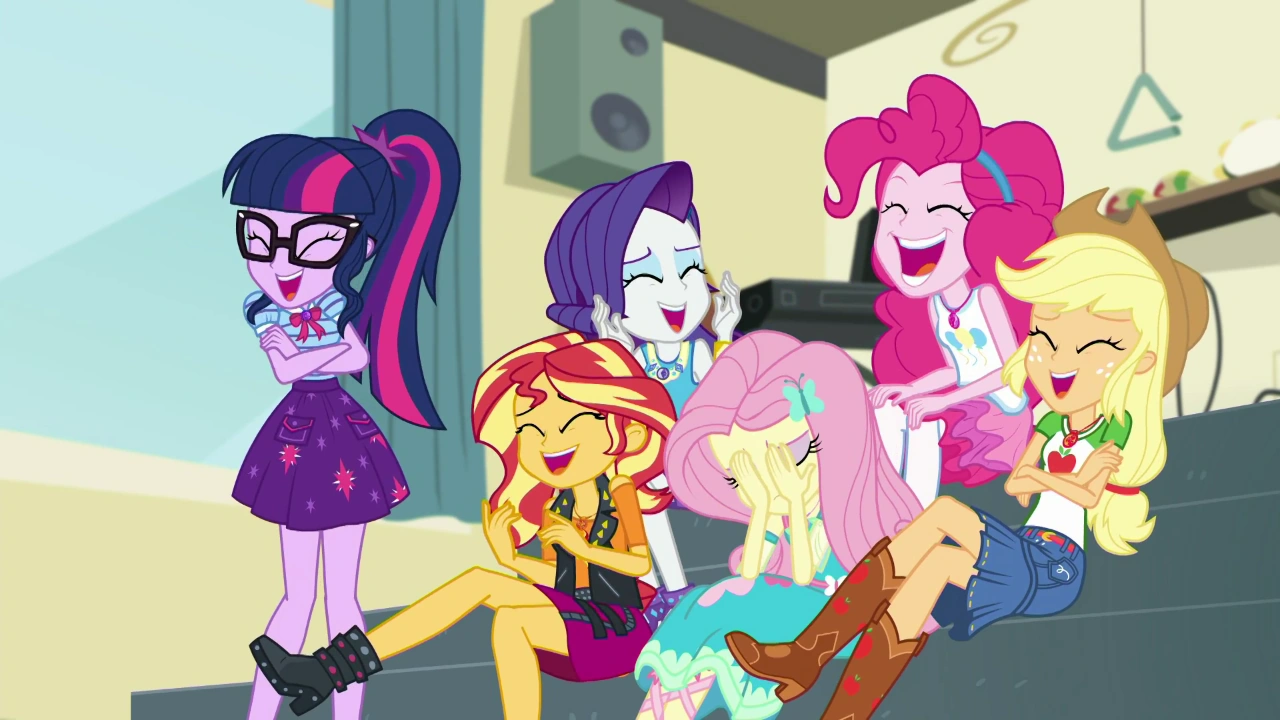 Image - Twilight and friends laughing; Fluttershy 