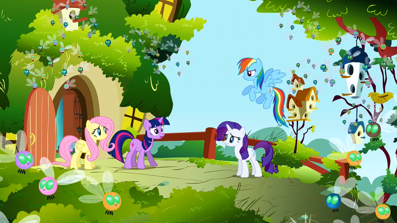 Image - Main ponies at Fluttershy's cottage looking