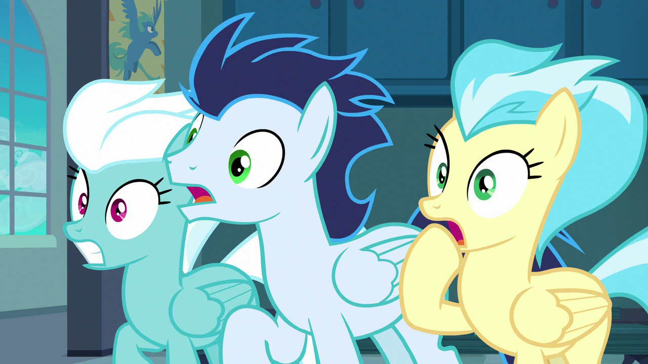 Image - Fleetfoot, Soarin, and Misty Fly gasp in shock 