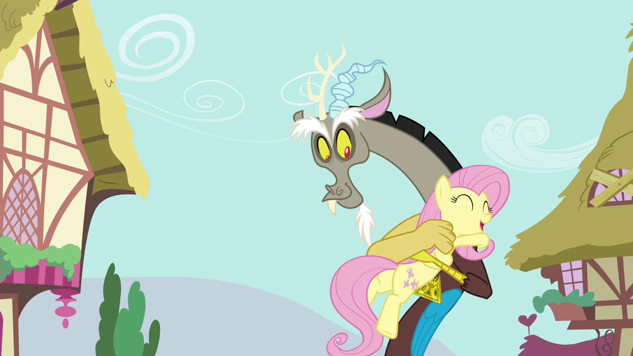 Image - Fluttershy and Discord hugging S4E26.png | My Little Pony