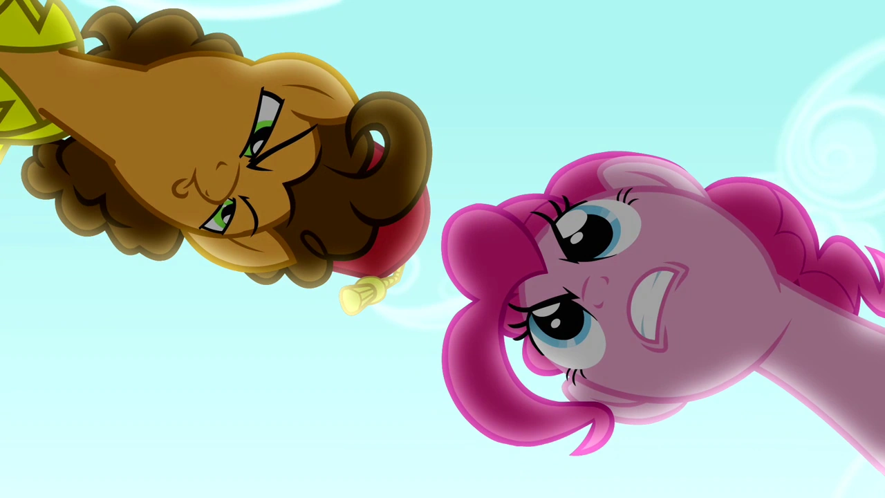 Image Pinkie Pie staring down Cheese Sandwich S4E12.png My Little Pony Friendship is Magic