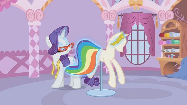 File:Rarity fixing Rainbow Dash's dress S1E14.png