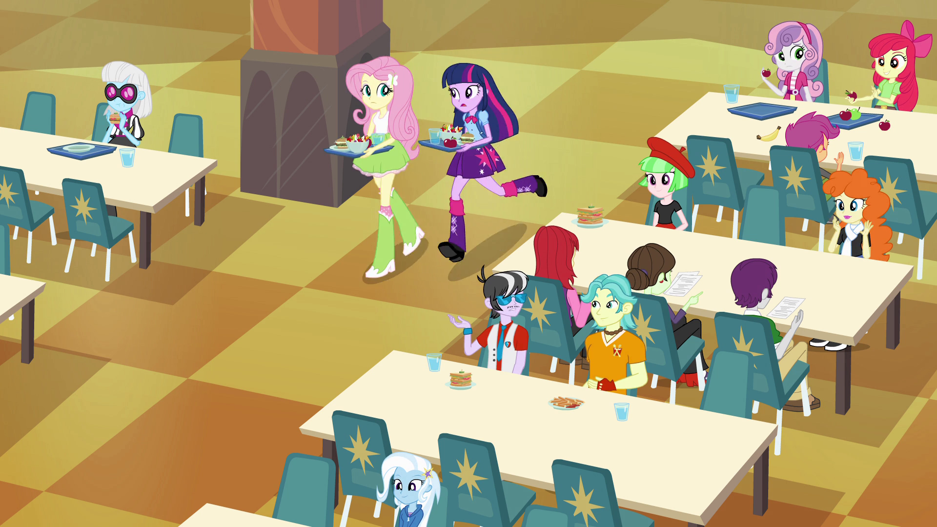 Imagem - Twilight e Fluttershy caminhando na lanchonete EG ...