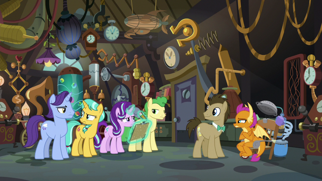 File:Everyone in Dr. Hooves' lab in silence S9E20.png