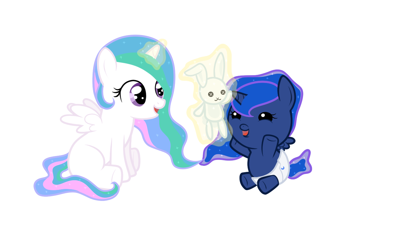 Baby Cellestia playing with baby Luna by artist darkalchemist15