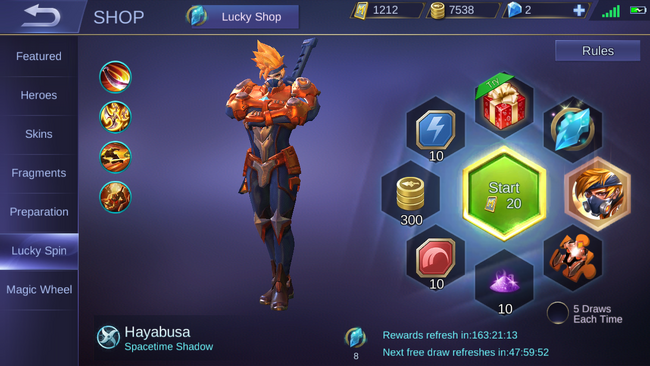 Lucky Spin Spacetime Shadow