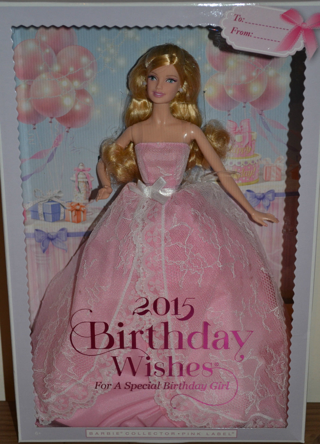 NEW Happy Birthday Barbie Doll Caucasian Blonde Pink Dress
