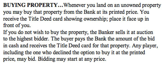 monopoly auction rules