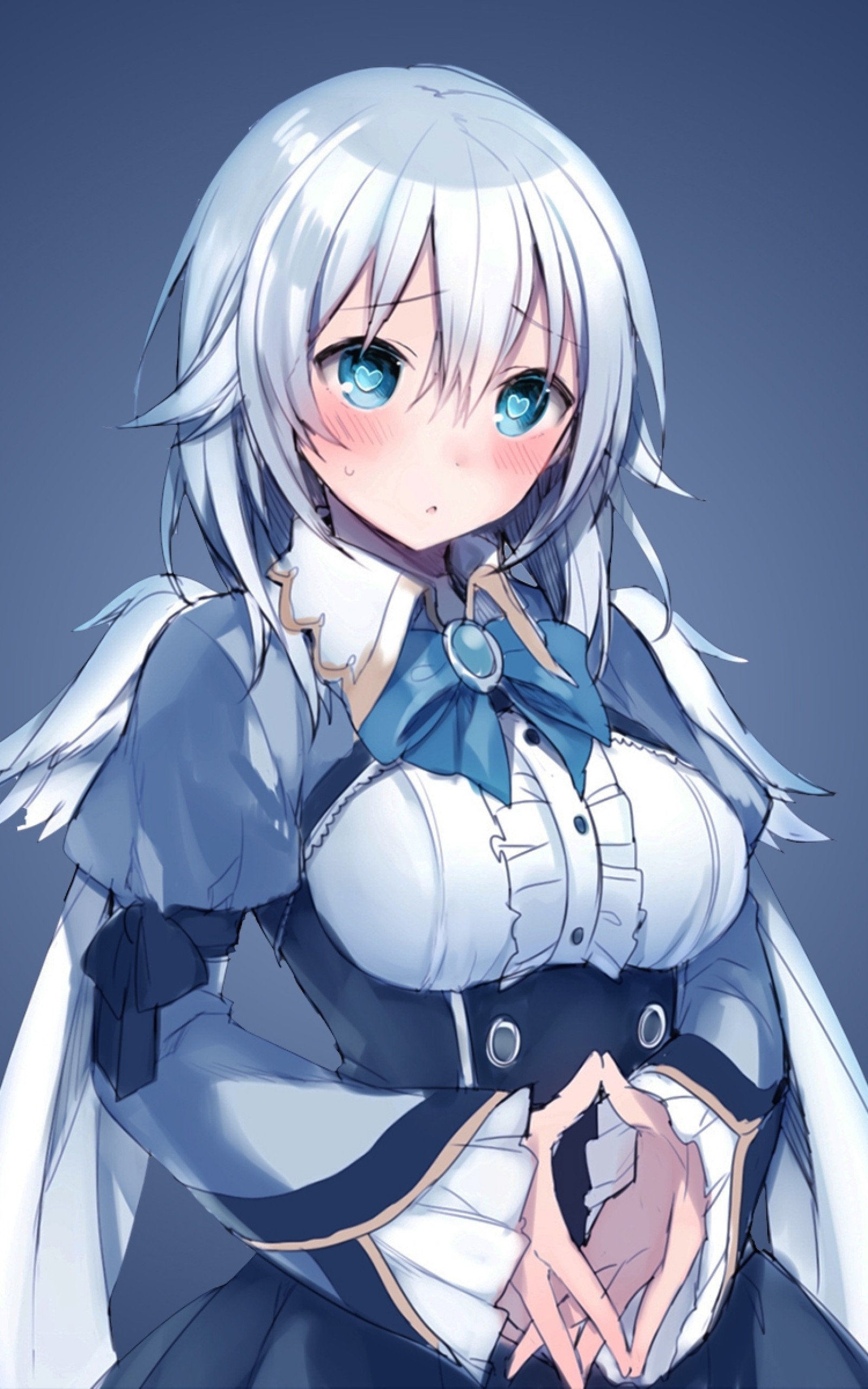 Image Anime Girl White Hair Dress Worried Expression Blue Eyes Monster Girl Encyclopedia 9883