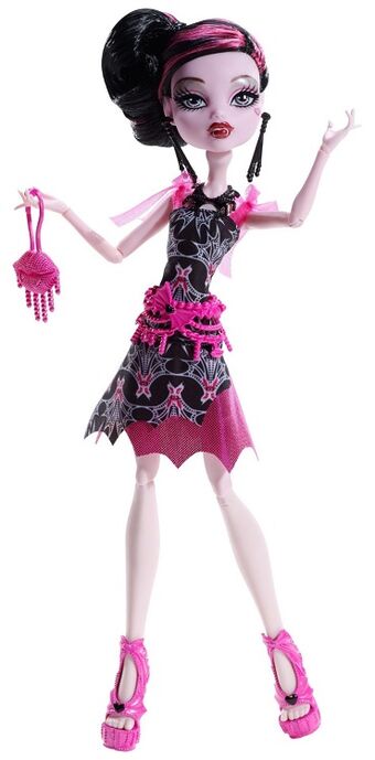 black monster high doll with pink hair