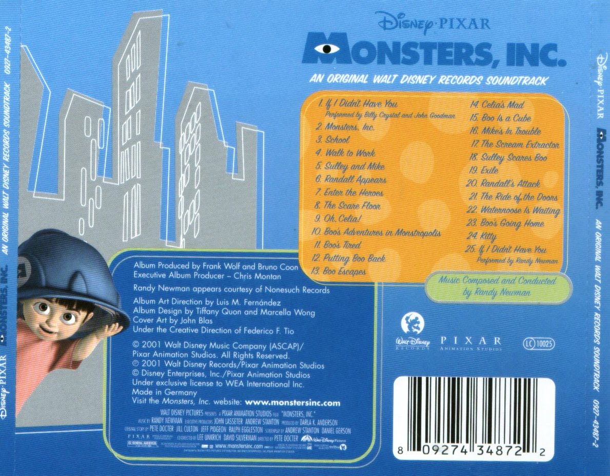 Monsters, Inc. (soundtrack) | Monsters, Inc. Wiki | FANDOM Powered By Wikia