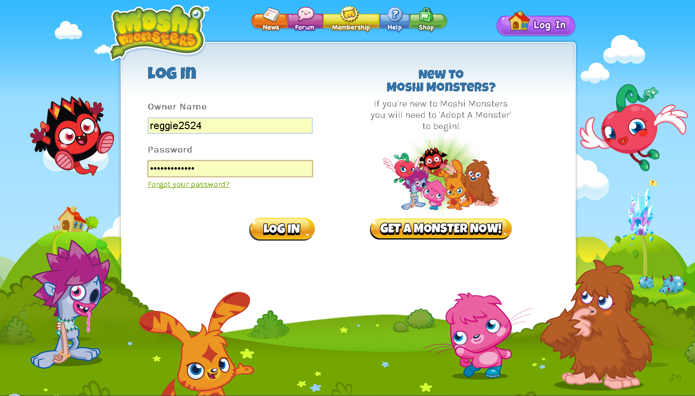 Moshi monsters sign up