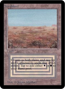 scrubland mtg beta rare swamp plains magic slightly played very gatherer land card wikia jesper gathering rating community wizards multiverseid