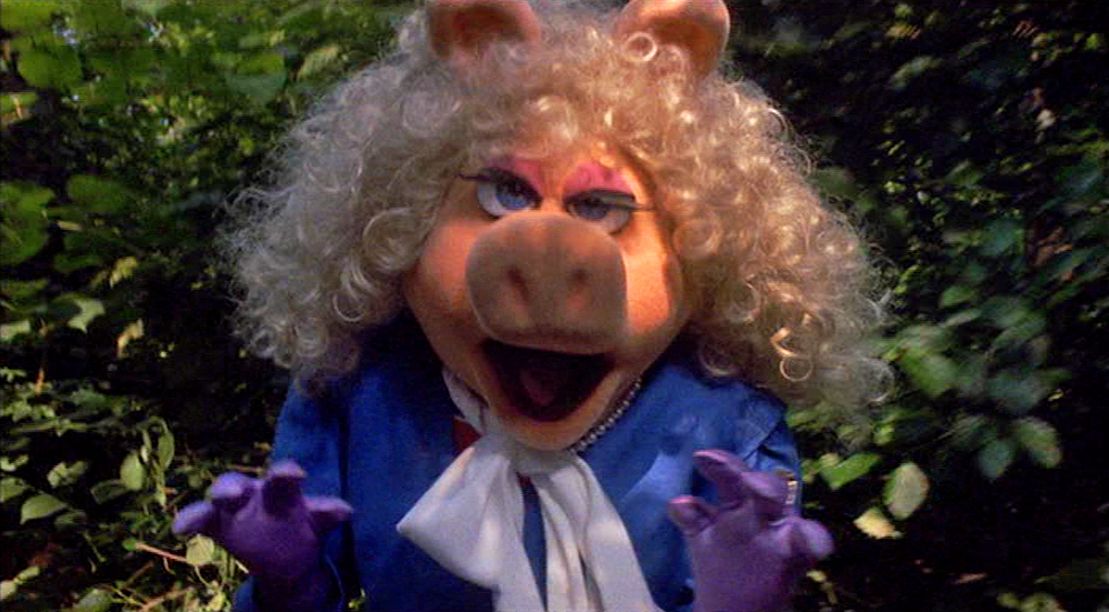 The Muppets — Miss Piggy hitches a ride in The Muppet Movie.