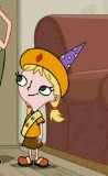 Katie wearing a party hat
