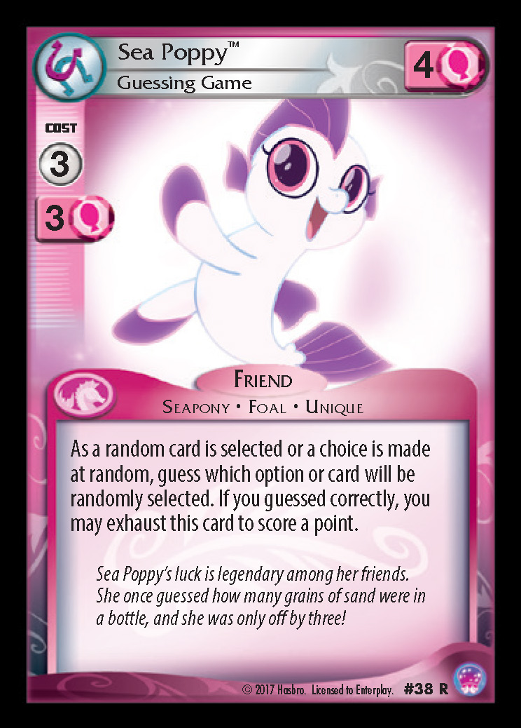 Sea Poppy, Guessing Game  My Little Pony Collectible Card 