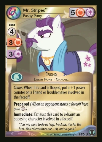 Mr. Stripes, Pushy Pony  My Little Pony Collectible Card 