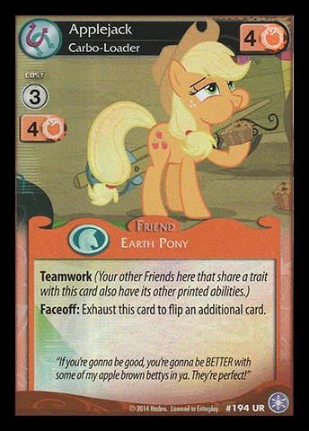 Applejack, Carbo-Loader  My Little Pony Collectible Card 