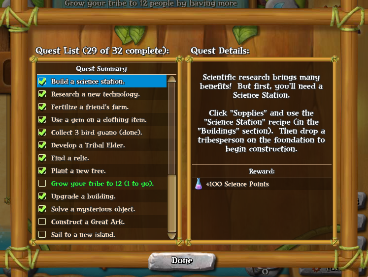 what is the best way to tell your quest in the tribez