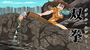 Diane attacking Hendrickson with Double Hammer