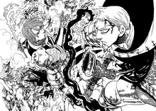 Gilthunder protecting Meliodas from Hendrickson's attack