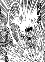 Zaratras using Raijin no Sendo to evade Fraudrin's attack