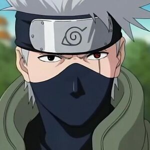 Kakashi Hatake, a shinobi from Naruto looks angry with his regular eye and his sharingan eye.