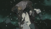 Obito golpea a un ninja de Kirigakure